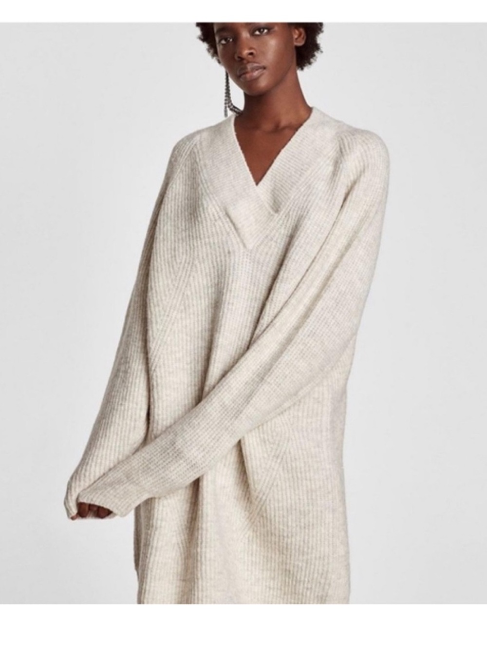 Zara Knit Sweater Dress Wool Mix Size S